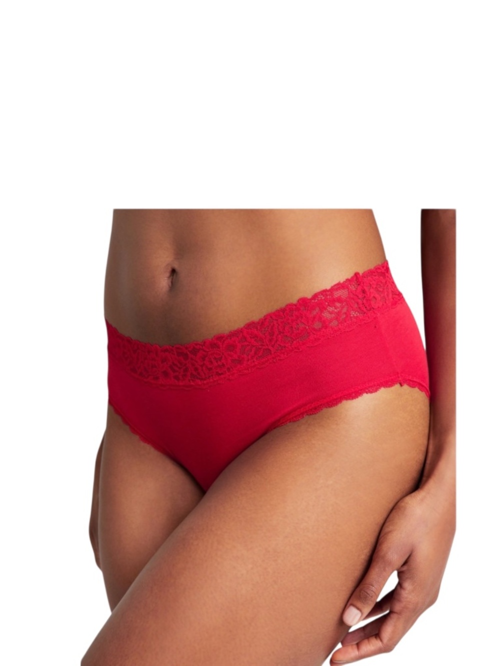 State of Day Lace Trim Hipster Panty Tango  Red Cotton Modal Stretch NWT